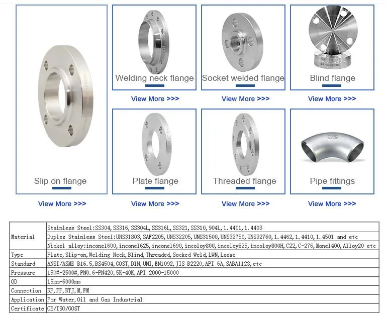 ANSI B16.5 ASTM A105 Carbon Steel Stainless Steel FF RF Forged Welding Neck Flange